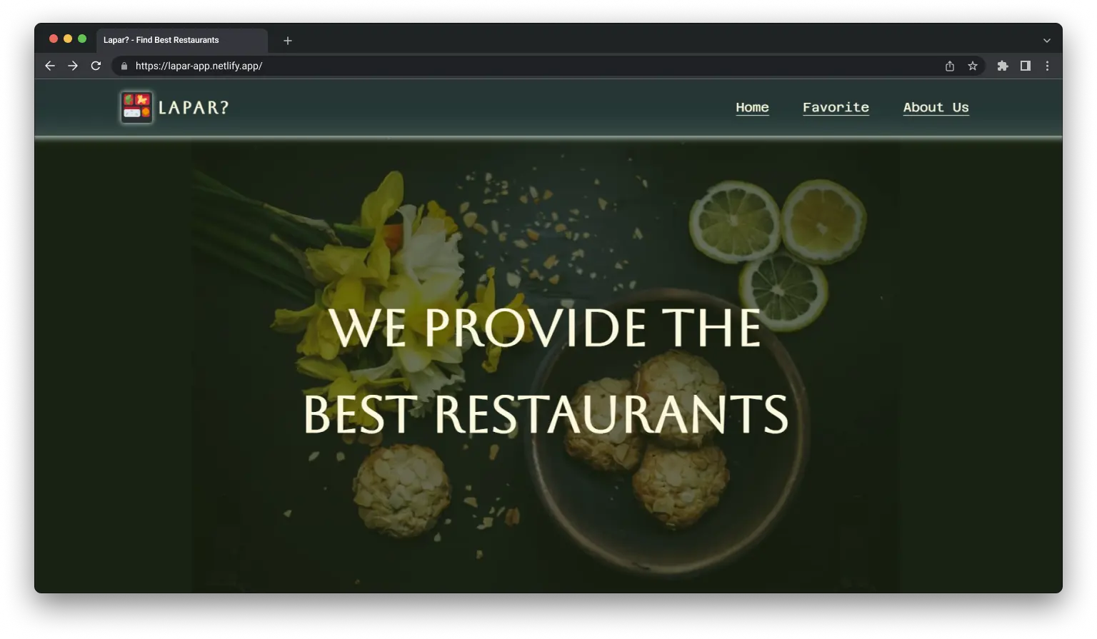 Homepage of lapar app